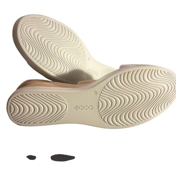 Ecco Womens Tan Leather Wedge Sandals Sz 40/9.5 w/ Zipper Cushioned Comfort NIB - Picture 6 of 8